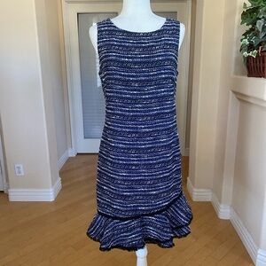 Karl Lagerfeld Tweed Blue and Black Career Asymmetrical Dress